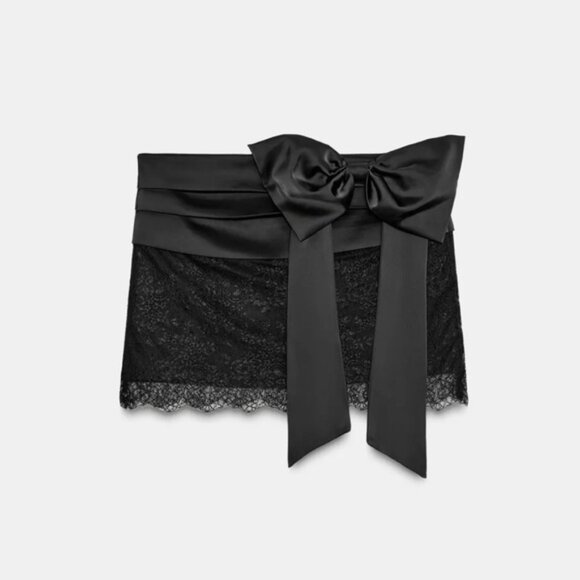 Zara COMBINATION LACE BOW MINI SKIRT - Picture 1 of 8
